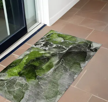 2' X 3' Green Abstract Washable Non Skid Indoor Outdoor Area Rug