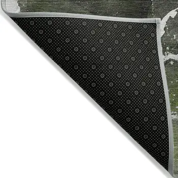 8' Round Green Round Abstract Washable Non Skid Indoor Outdoor Area Rug