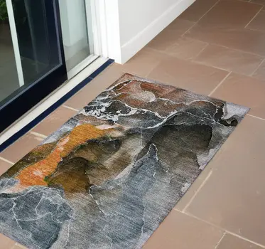 3' X 5' Orange Abstract Washable Non Skid Indoor Outdoor Area Rug