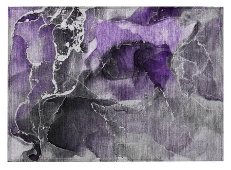 2' X 3' Gray and Purple Abstract Washable Non Skid Indoor Outdoor Area Rug