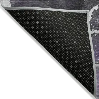 3' X 5' Gray and Purple Abstract Washable Non Skid Indoor Outdoor Area Rug