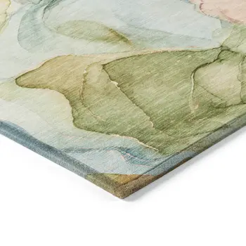 8' Runner Blue Abstract Washable Non Skid Indoor Outdoor Runner Rug