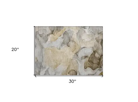 2' X 3' Brown Abstract Washable Non Skid Indoor Outdoor Area Rug