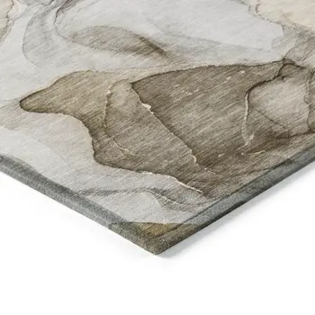 3' X 5' Brown Abstract Washable Non Skid Indoor Outdoor Area Rug