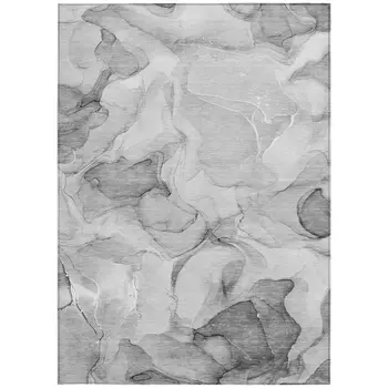9' X 12' Gray Abstract Washable Non Skid Indoor Outdoor Area Rug