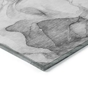 9' X 12' Gray Abstract Washable Non Skid Indoor Outdoor Area Rug