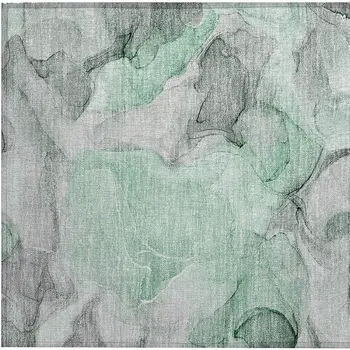 2' X 3' Green Abstract Washable Non Skid Indoor Outdoor Area Rug
