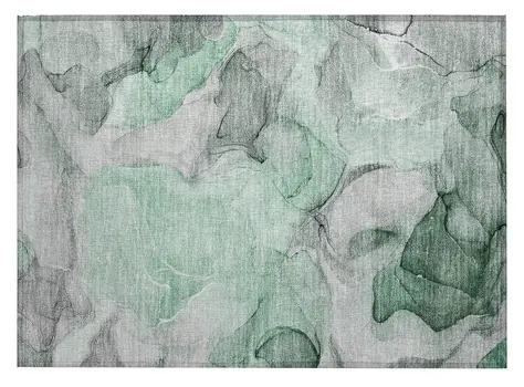 2' X 3' Green Abstract Washable Non Skid Indoor Outdoor Area Rug