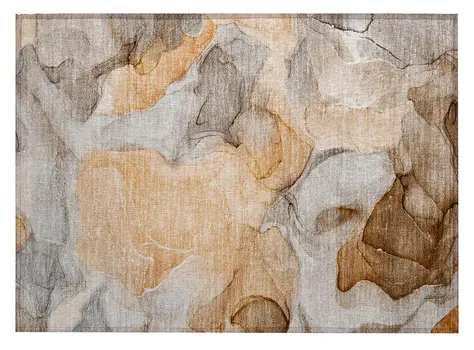 2' X 3' Orange Abstract Washable Non Skid Indoor Outdoor Area Rug