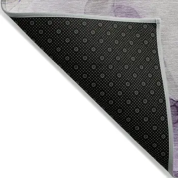 3' X 5' Gray And Purple Abstract Washable Indoor Outdoor Area Rug
