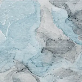 3' X 5' Teal Abstract Washable Non Skid Indoor Outdoor Area Rug