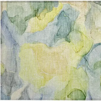 2' X 3' Yellow Abstract Washable Non Skid Indoor Outdoor Area Rug