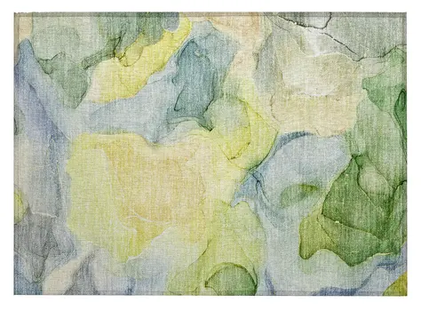 2' X 3' Yellow Abstract Washable Non Skid Indoor Outdoor Area Rug