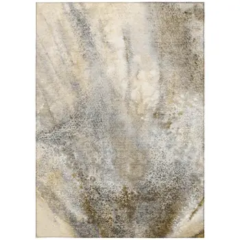 9' X 12' Beige Abstract Washable Non Skid Indoor Outdoor Area Rug