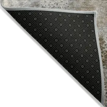 9' X 12' Beige Abstract Washable Non Skid Indoor Outdoor Area Rug