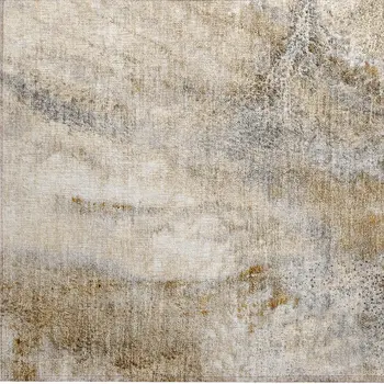 2' X 3' Brown Abstract Washable Non Skid Indoor Outdoor Area Rug