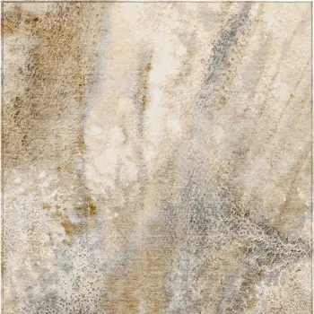 3' X 5' Brown Abstract Washable Non Skid Indoor Outdoor Area Rug