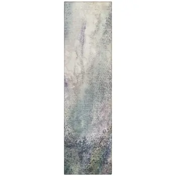 8' Runner Ivory Abstract Washable Non Skid Indoor Outdoor Runner Rug