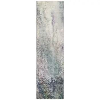 8' Runner Ivory Abstract Washable Non Skid Indoor Outdoor Runner Rug