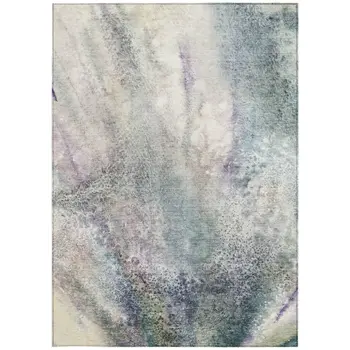 5' X 8' Ivory Abstract Washable Non Skid Indoor Outdoor Area Rug