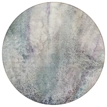 8' Round Ivory Round Abstract Washable Non Skid Indoor Outdoor Area Rug