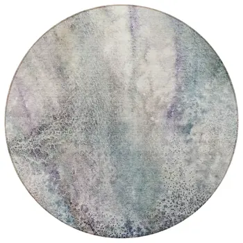 8' Round Ivory Round Abstract Washable Non Skid Indoor Outdoor Area Rug