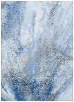 8' X 10' Navy and Gray Abstract Washable Non Skid Indoor Outdoor Area Rug