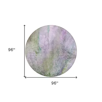 8' Round Purple Round Abstract Washable Non Skid Indoor Outdoor Area Rug