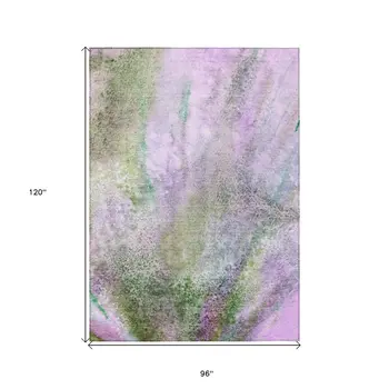 8' X 10' Purple Abstract Washable Indoor Outdoor Area Rug
