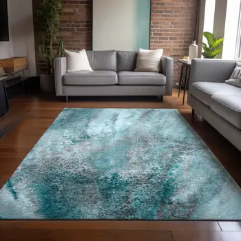 3' X 5' Gray and Ivory Abstract Washable Non Skid Indoor Outdoor Area Rug