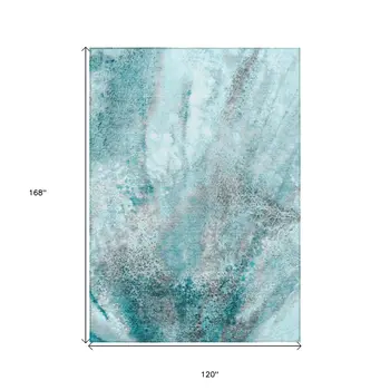 10' X 14' Gray and Ivory Abstract Washable Non Skid Indoor Outdoor Area Rug