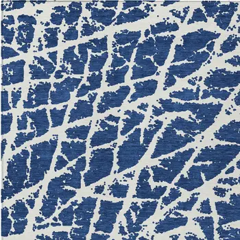 3' X 5' Blue And White Abstract Washable Indoor Outdoor Area Rug