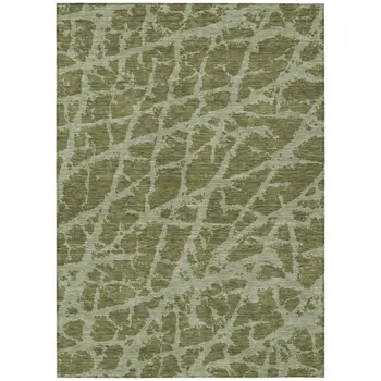 3' X 5' Green Abstract Washable Non Skid Indoor Outdoor Area Rug