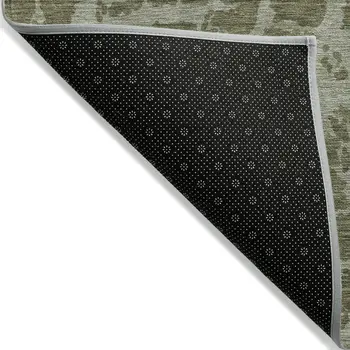 3' X 5' Green Abstract Washable Non Skid Indoor Outdoor Area Rug