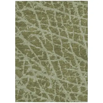 10' X 14' Green Abstract Washable Non Skid Indoor Outdoor Area Rug