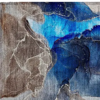 2' X 3' Blue Abstract Washable Non Skid Indoor Outdoor Area Rug