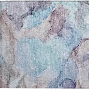 2' X 3' Blue Abstract Washable Non Skid Indoor Outdoor Area Rug