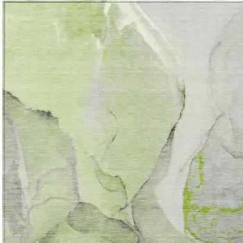 3' X 5' Green Abstract Washable Non Skid Indoor Outdoor Area Rug