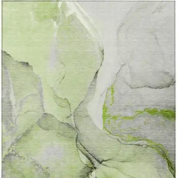 3' X 5' Green Abstract Washable Non Skid Indoor Outdoor Area Rug