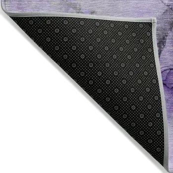 5' X 8' Purple and Ivory Abstract Washable Non Skid Indoor Outdoor Area Rug