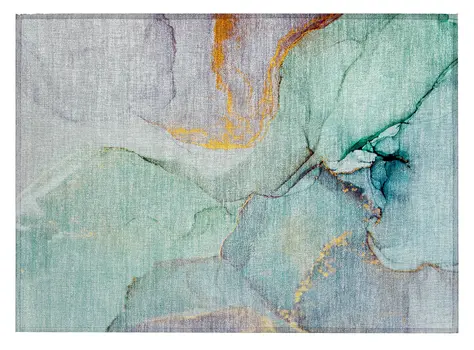 2' X 3' Teal Abstract Washable Non Skid Indoor Outdoor Area Rug