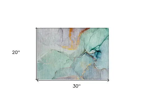 2' X 3' Teal Abstract Washable Non Skid Indoor Outdoor Area Rug