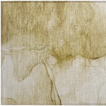 2' X 3' Beige Abstract Washable Indoor Outdoor Area Rug