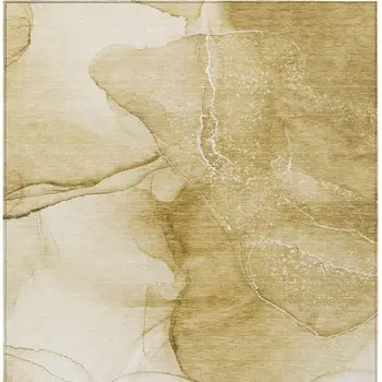 3' X 5' Beige Abstract Washable Non Skid Indoor Outdoor Area Rug