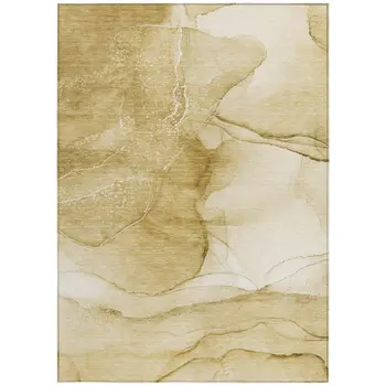 9' X 12' Beige Abstract Washable Non Skid Indoor Outdoor Area Rug