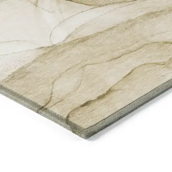 9' X 12' Beige Abstract Washable Non Skid Indoor Outdoor Area Rug