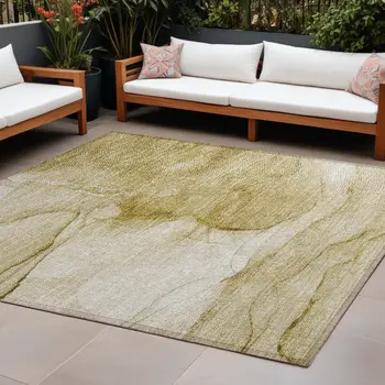10' X 14' Beige Abstract Washable Non Skid Indoor Outdoor Area Rug