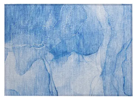 2' X 3' Blue Abstract Washable Non Skid Indoor Outdoor Area Rug