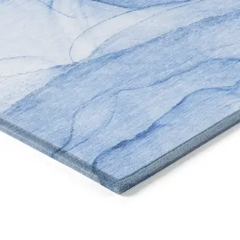 8' X 10' Blue Abstract Washable Indoor Outdoor Area Rug