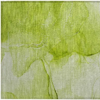 2' X 3' Green Abstract Washable Non Skid Indoor Outdoor Area Rug